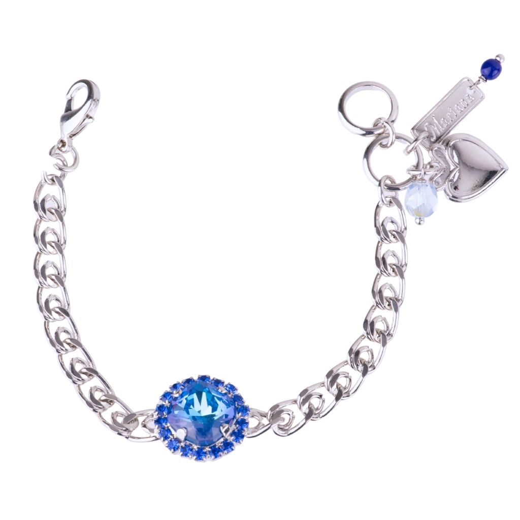 Cushion Cut Cluster and Chain Bracelet in "Countdown Gown" - Rhodium