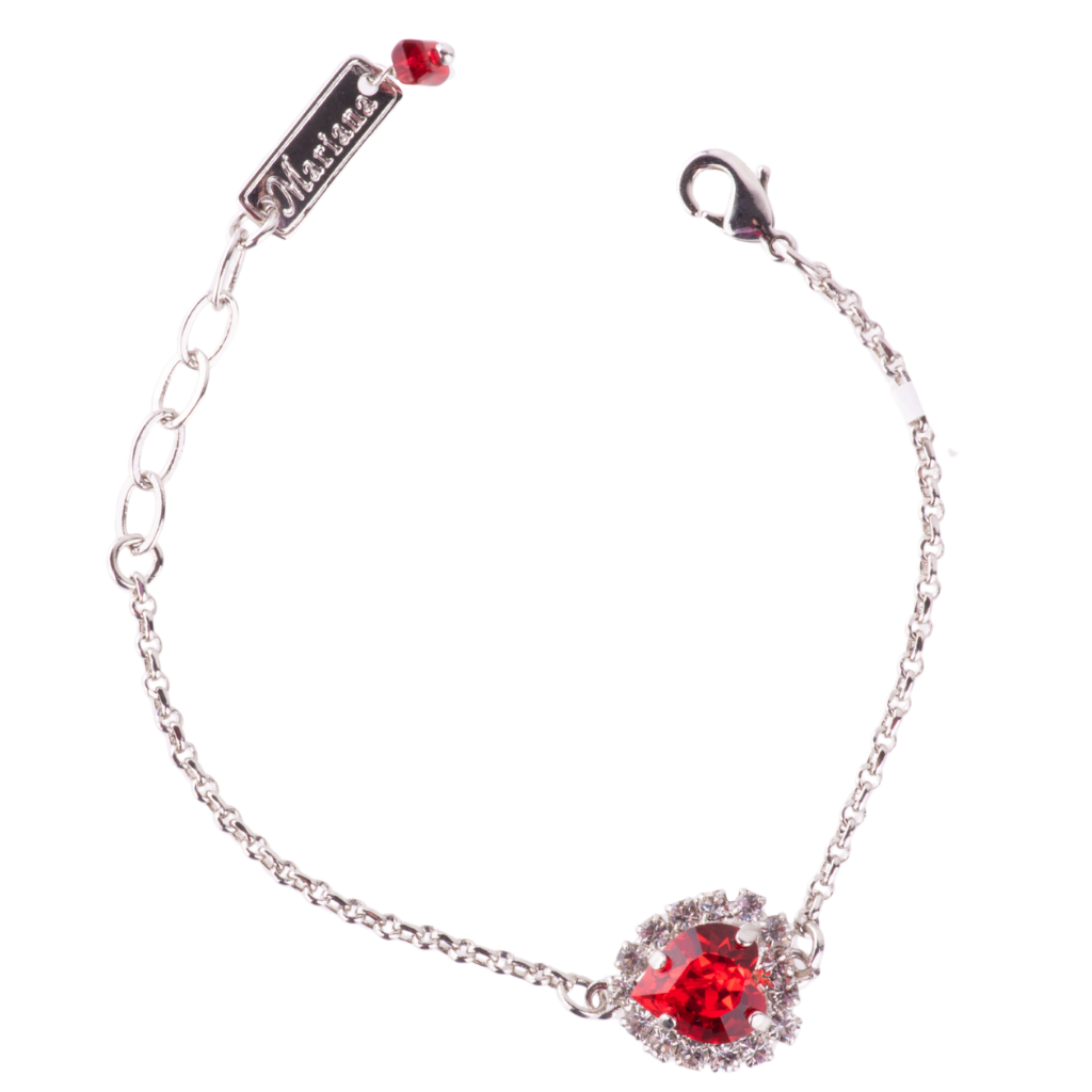 Petite Stackable Halo Heart Bracelet in "Clear Light Siam" - Rhodium