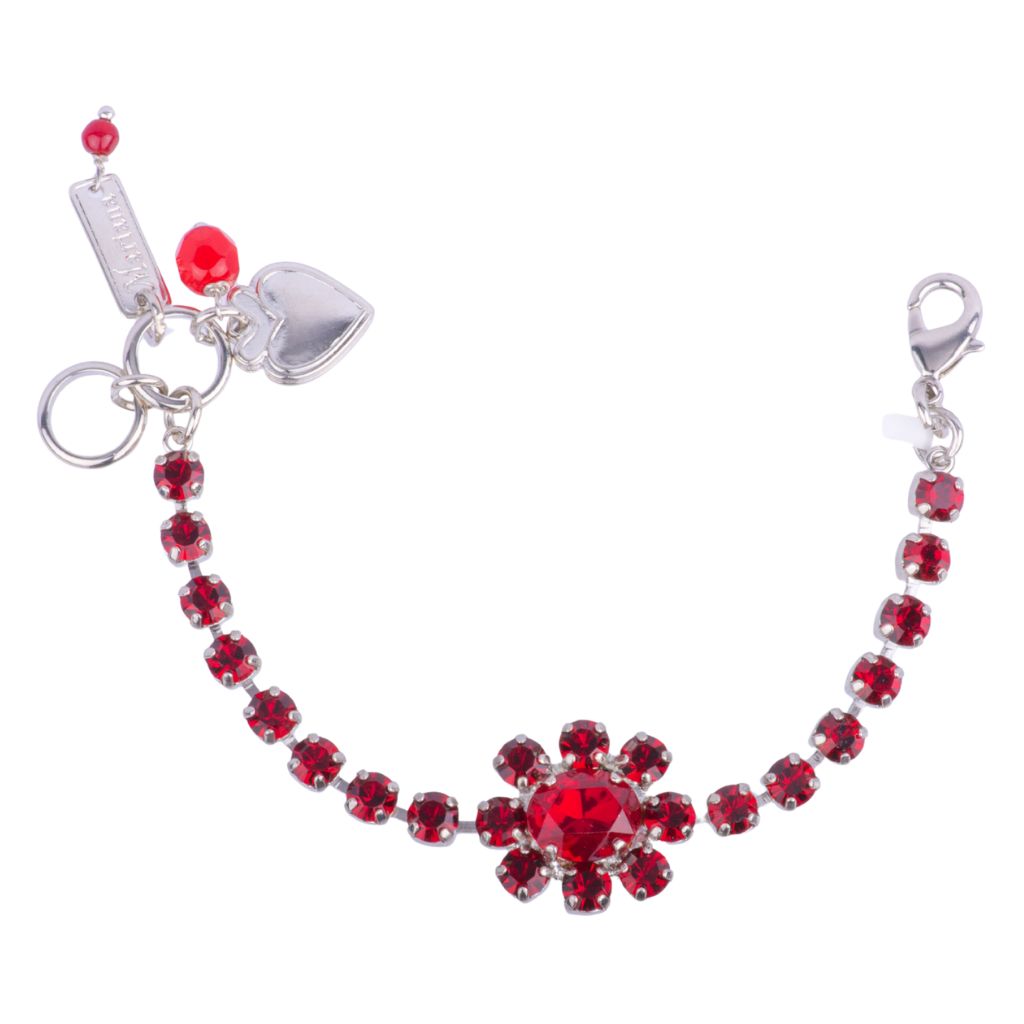 Petite Bracelet with Stone Flower in "Siam" - Rhodium