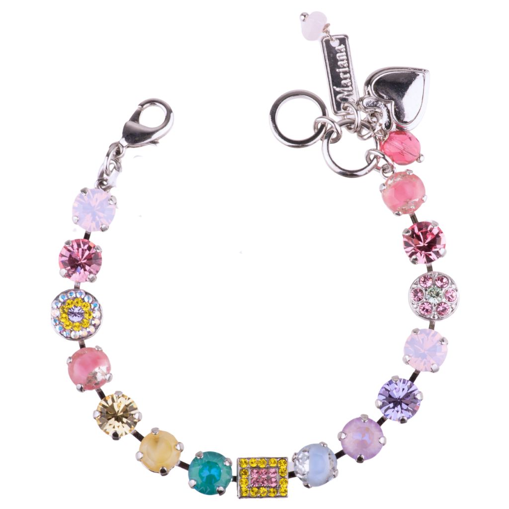 Medium Cluster and Pavé Bracelet in "Saltwater Taffy" - Rhodium