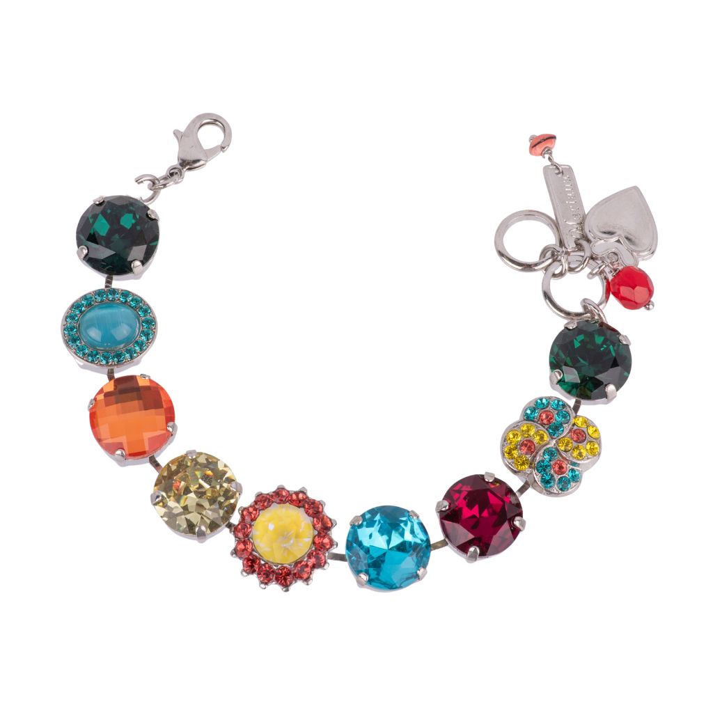 Extra Luxurious Cluster Bracelet in "Poppy" - Rhodium