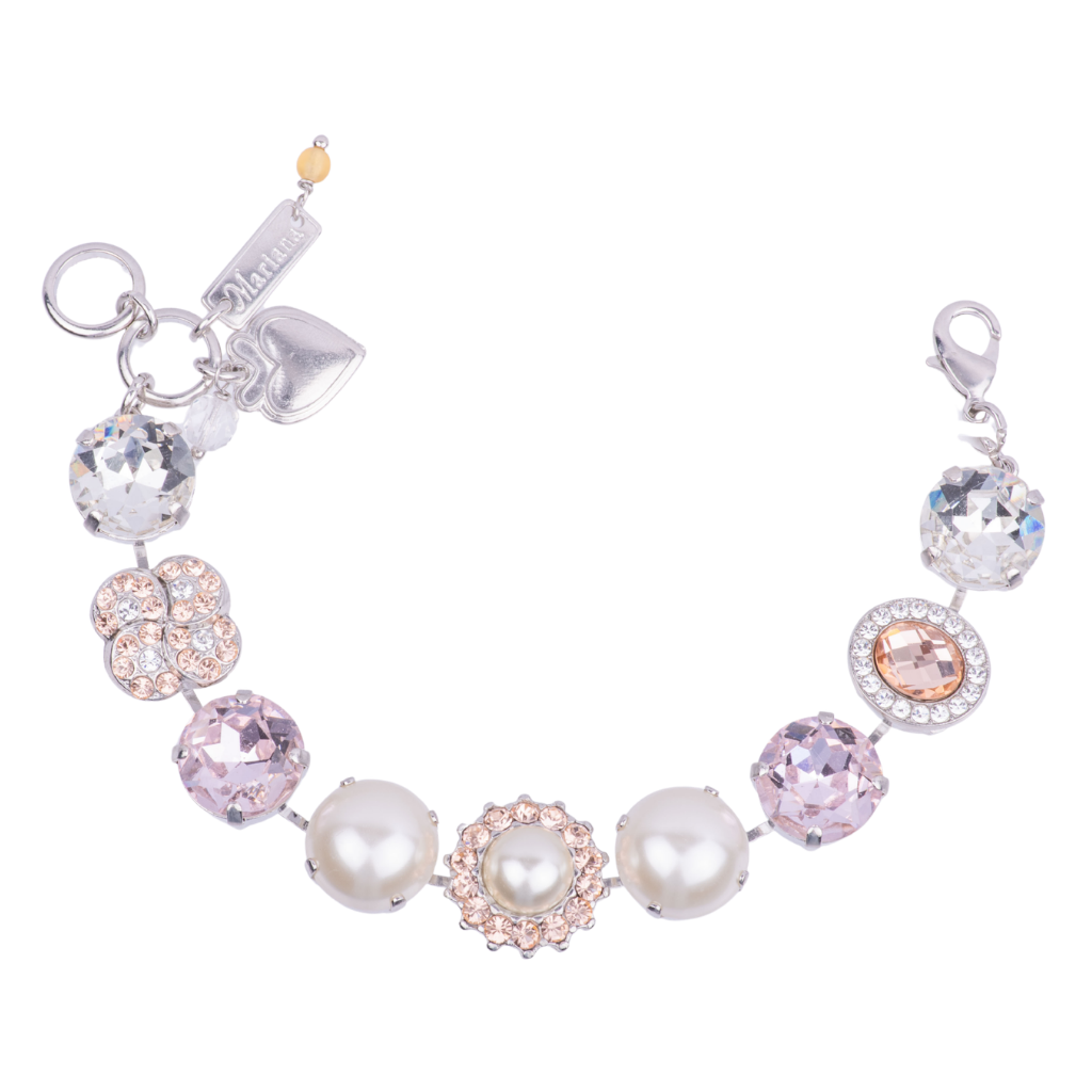 Extra Luxurious Cluster Bracelet in "Pearl Compact" - Rhodium