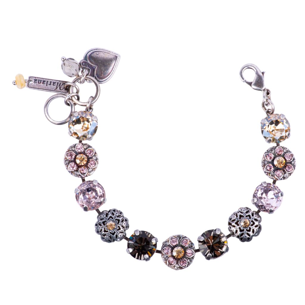 Large Embellished Bracelet in "Champagne Kisses" - Antique Silver