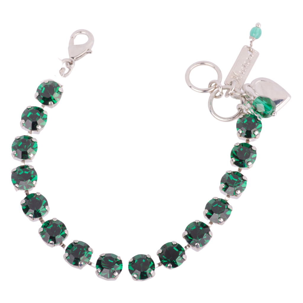 Medium Everyday Bracelet in "Emerald" - Rhodium