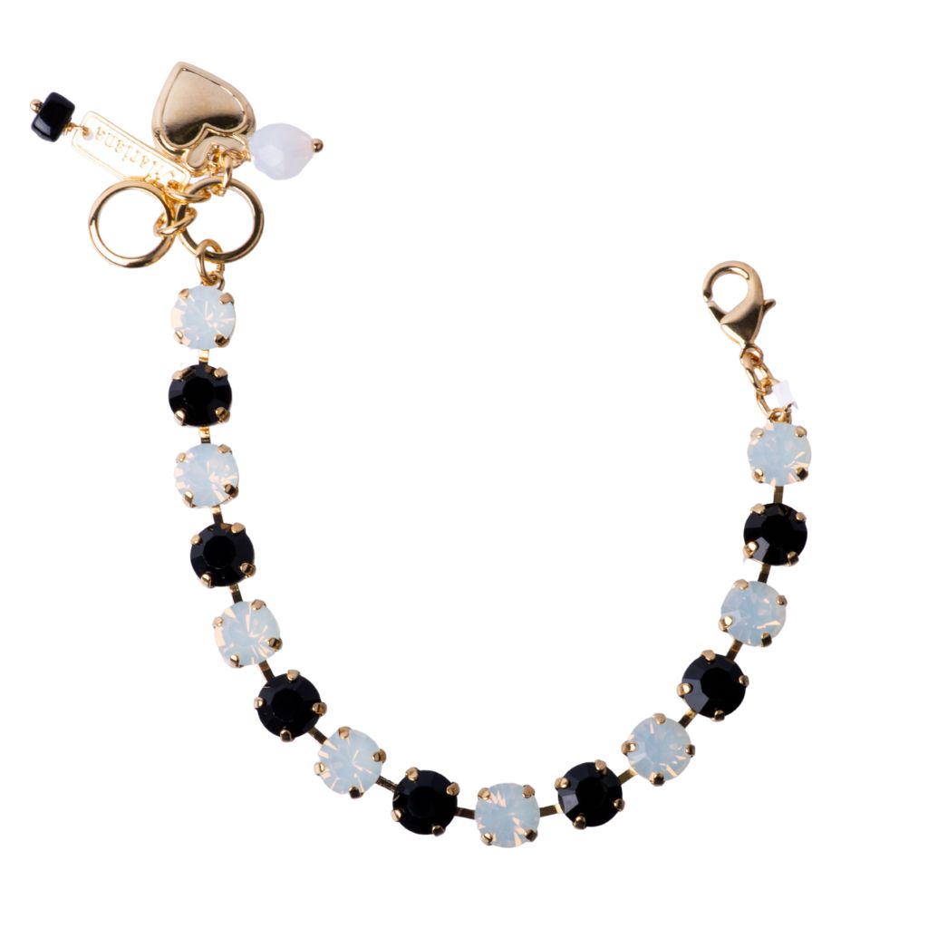 Medium Everyday Bracelet in "Jet and White Opal" - Yellow Gold