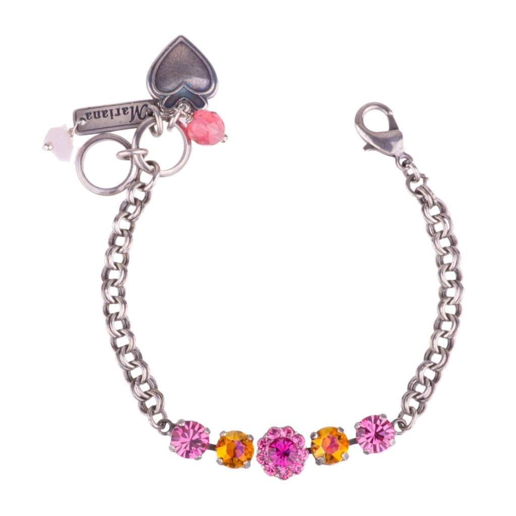 Medium Blossom Chain Bracelet in "Bougainvillea" - Antique Silver