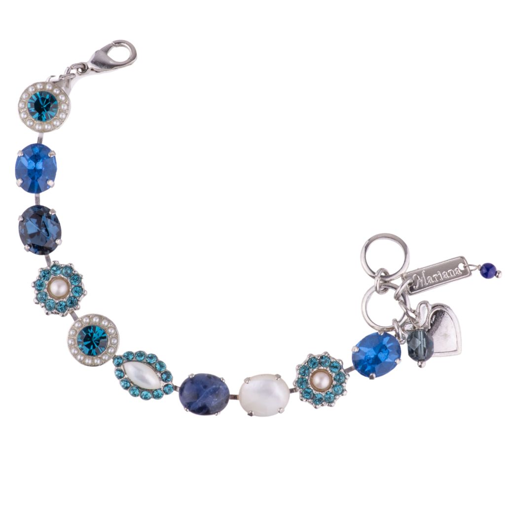 Large Rosette and Marquise Bracelet "Cascade" - Rhodium