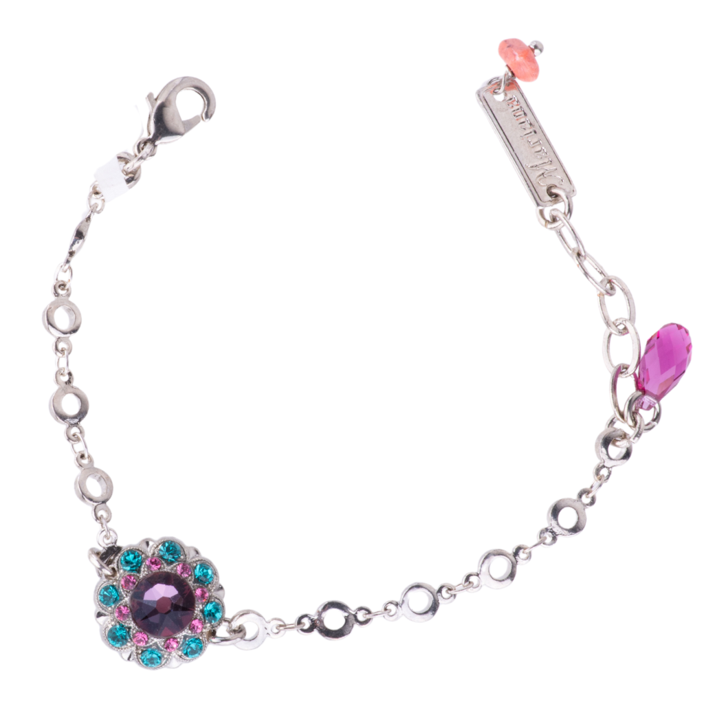 Cluster Chain Bracelet in "Rainbow Sherbet" - Rhodium