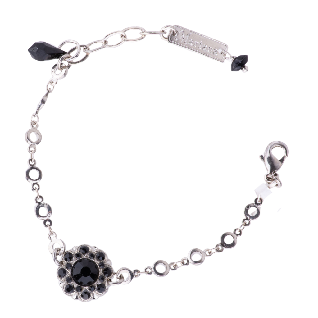 Cluster Chain Bracelet in "Jet Black" - Rhodium