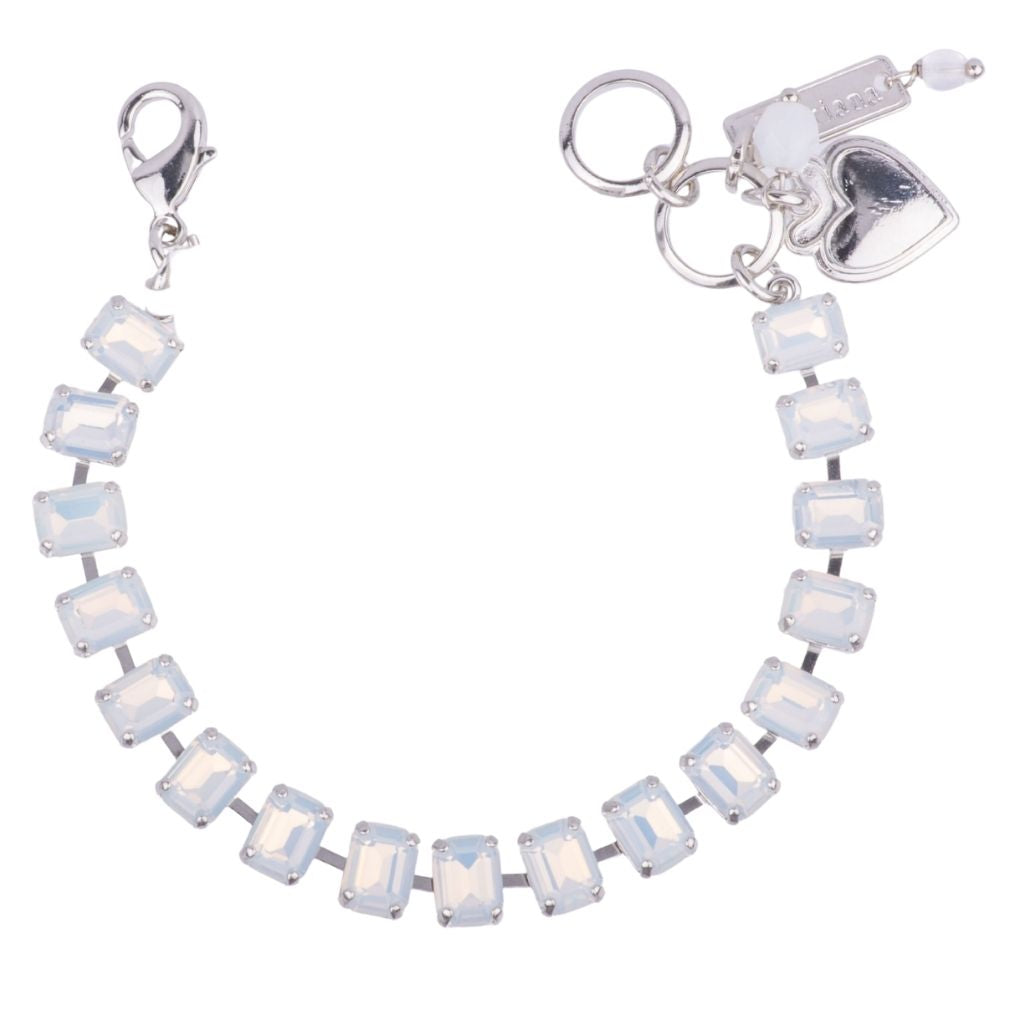Petite Emerald Everyday Bracelet in "White Opal" - Rhodium