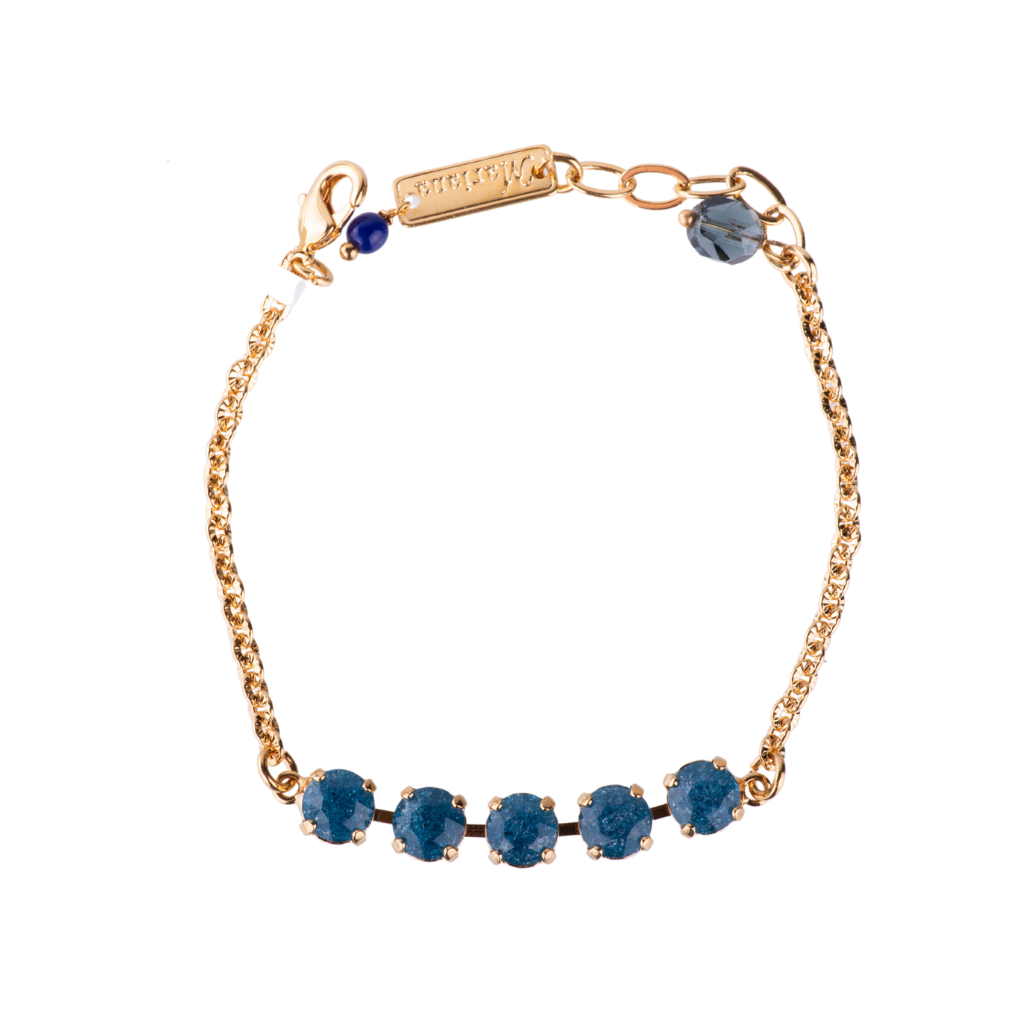 Medium Five Stone Chain Bracelet in "Montana Blue" - Yellow Gold