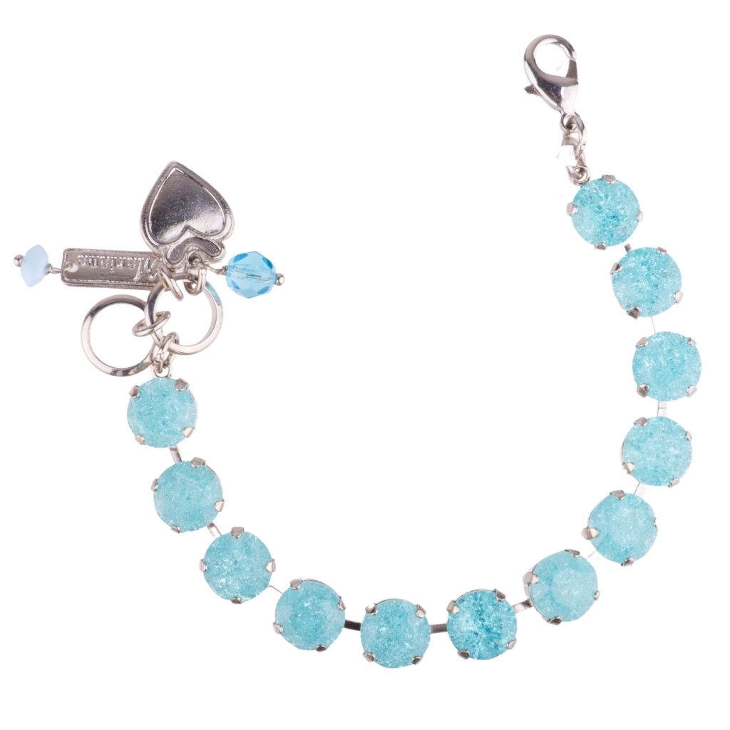 Large Round Bracelet in "Aquamarine ICE" - Rhodium