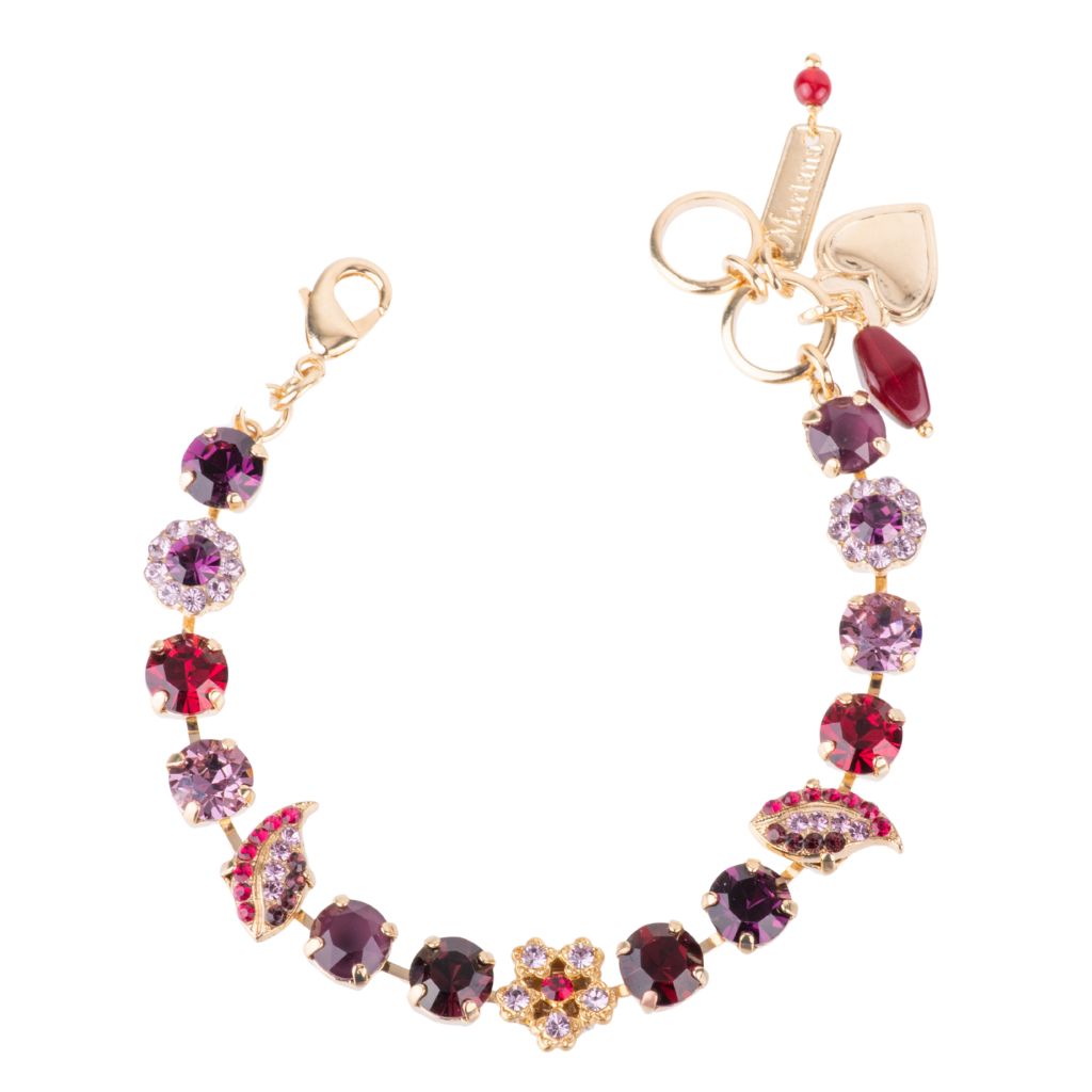 Small Leafy Element Bracelet in "Cranberry Crush" - Yellow Gold