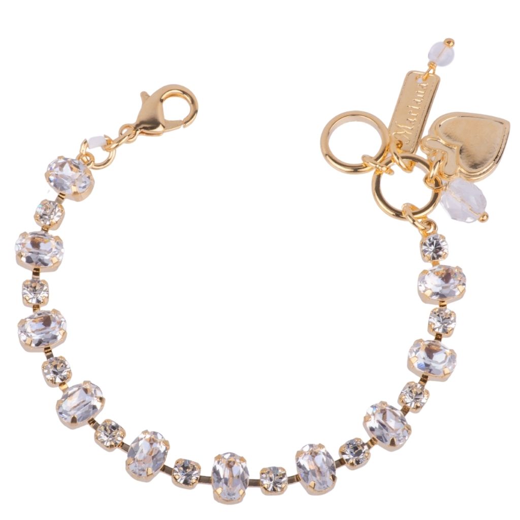 Small Oval & Round Bracelet "Clear Ignite" - Yellow Gold