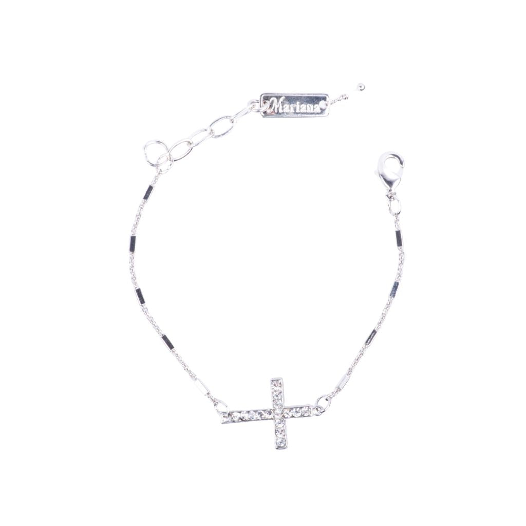 Petite Cross Chain Bracelet in "On a Clear Day" - Rhodium