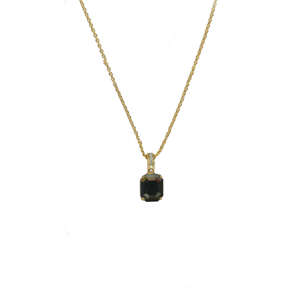 Emerald Cut Pendant in "Obsidian Shores" - Yellow Gold