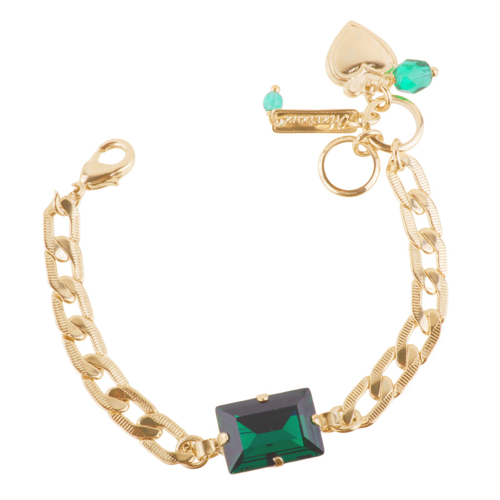 Extra Luxurious Baguette Chain Link Bracelet in "Emerald" - Yellow Gold