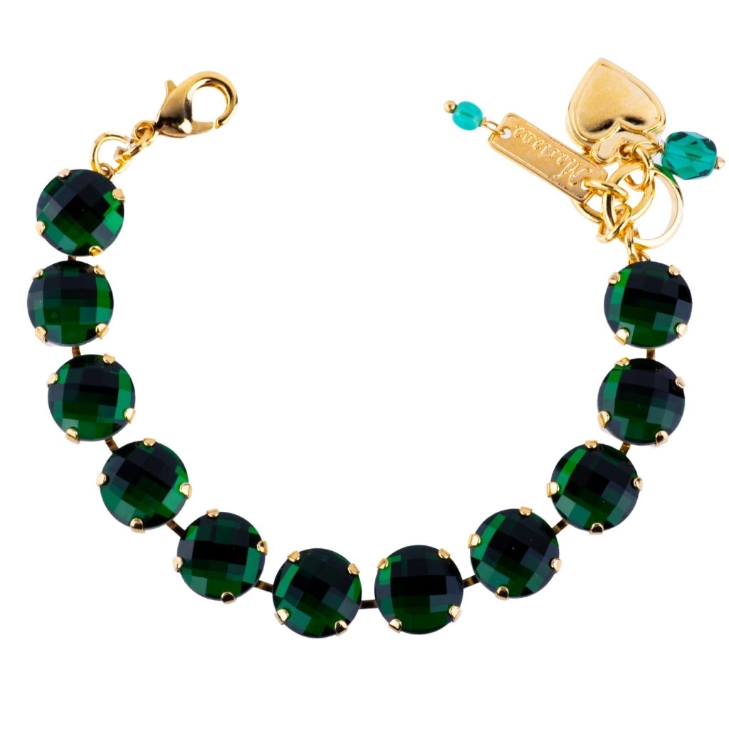 14K Gold Round Brilliant Cut Green Emerald Flexible Bangle | Dallas TX
