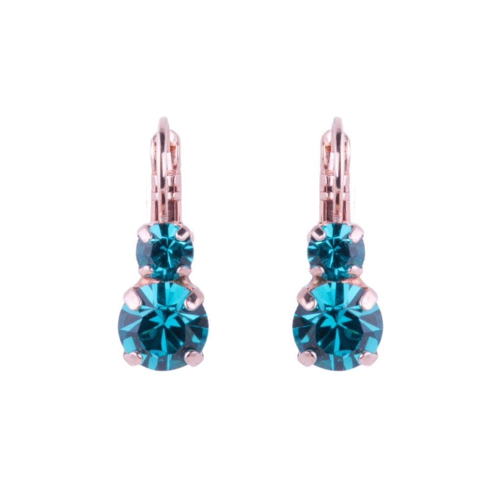 Medium Double Stone Leverback Earrings "Blue Zircon" *Custom*