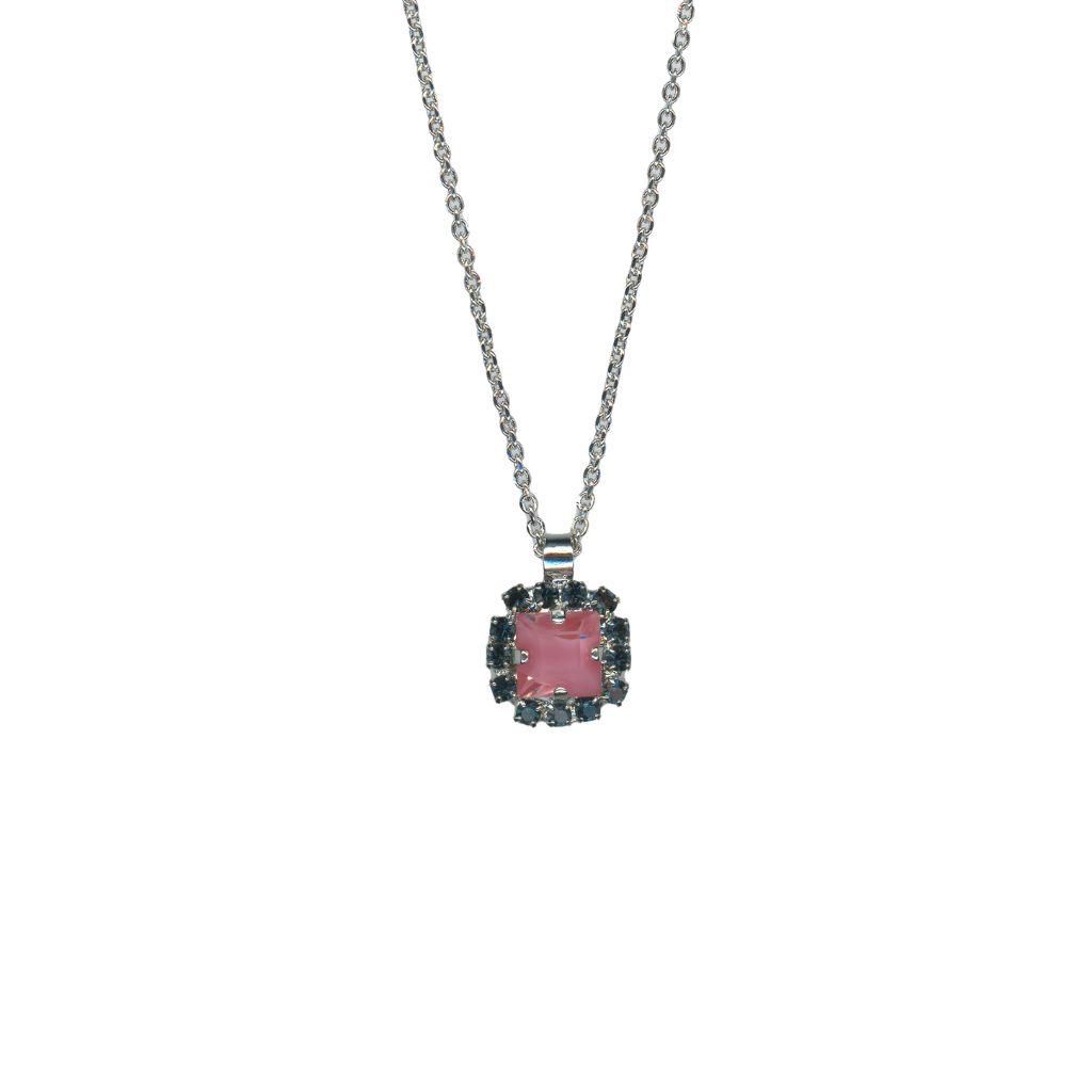 Square Halo Pendant in "Harvest Moon" - Rhodium