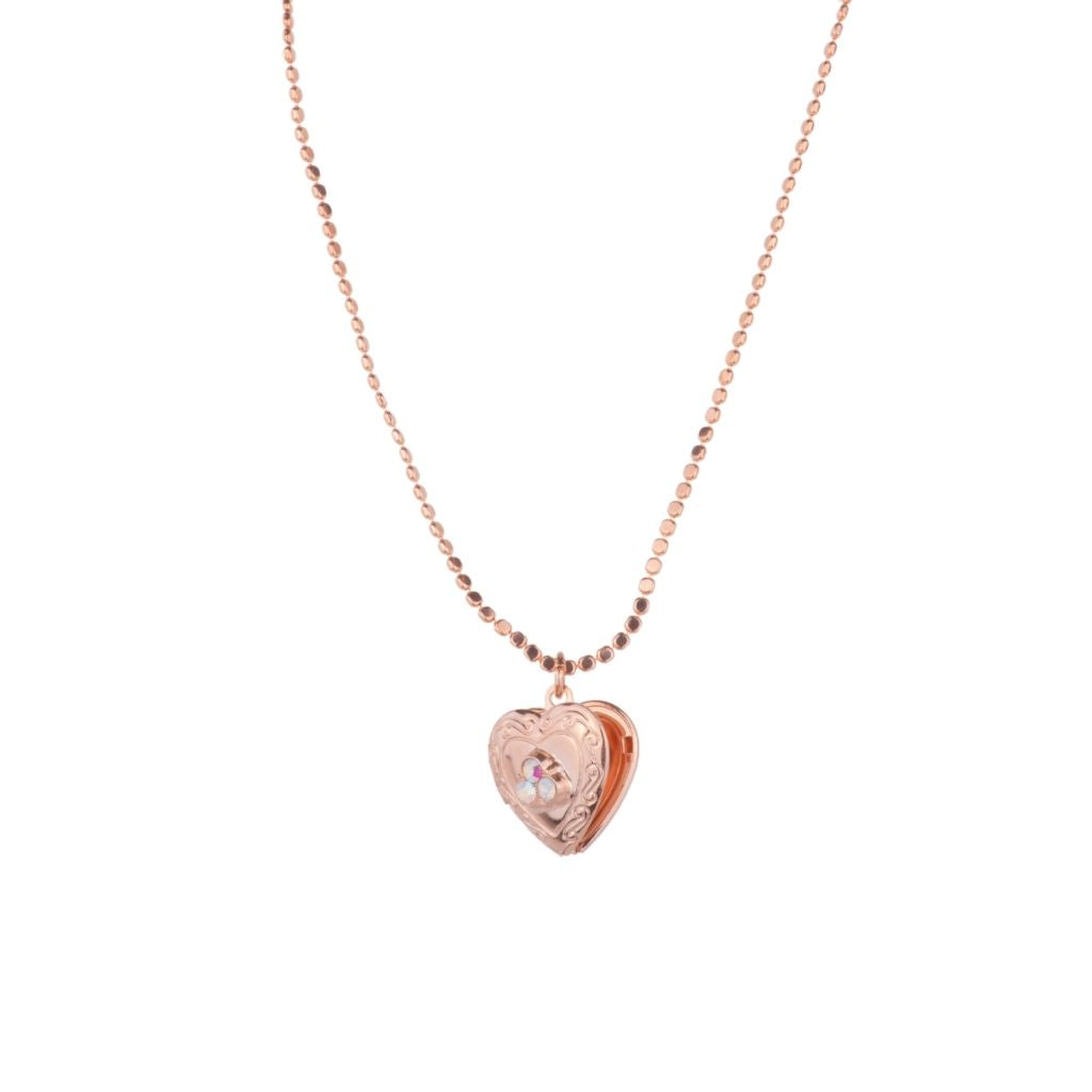 Trio Heart Locket Pendant in "Snowflake" - Rose Gold