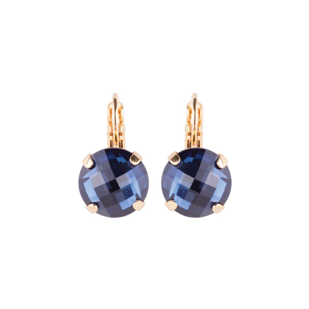 Large Round Leverback Earrings in "Checkerboard Royal Blue" *Custom*