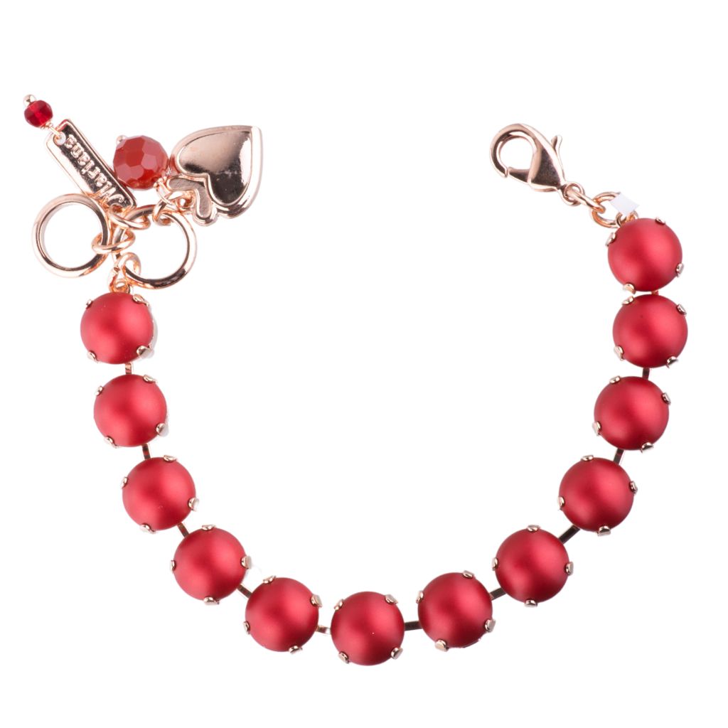 Large Round Bracelet in "Coated Red Pearl" - Rose Gold