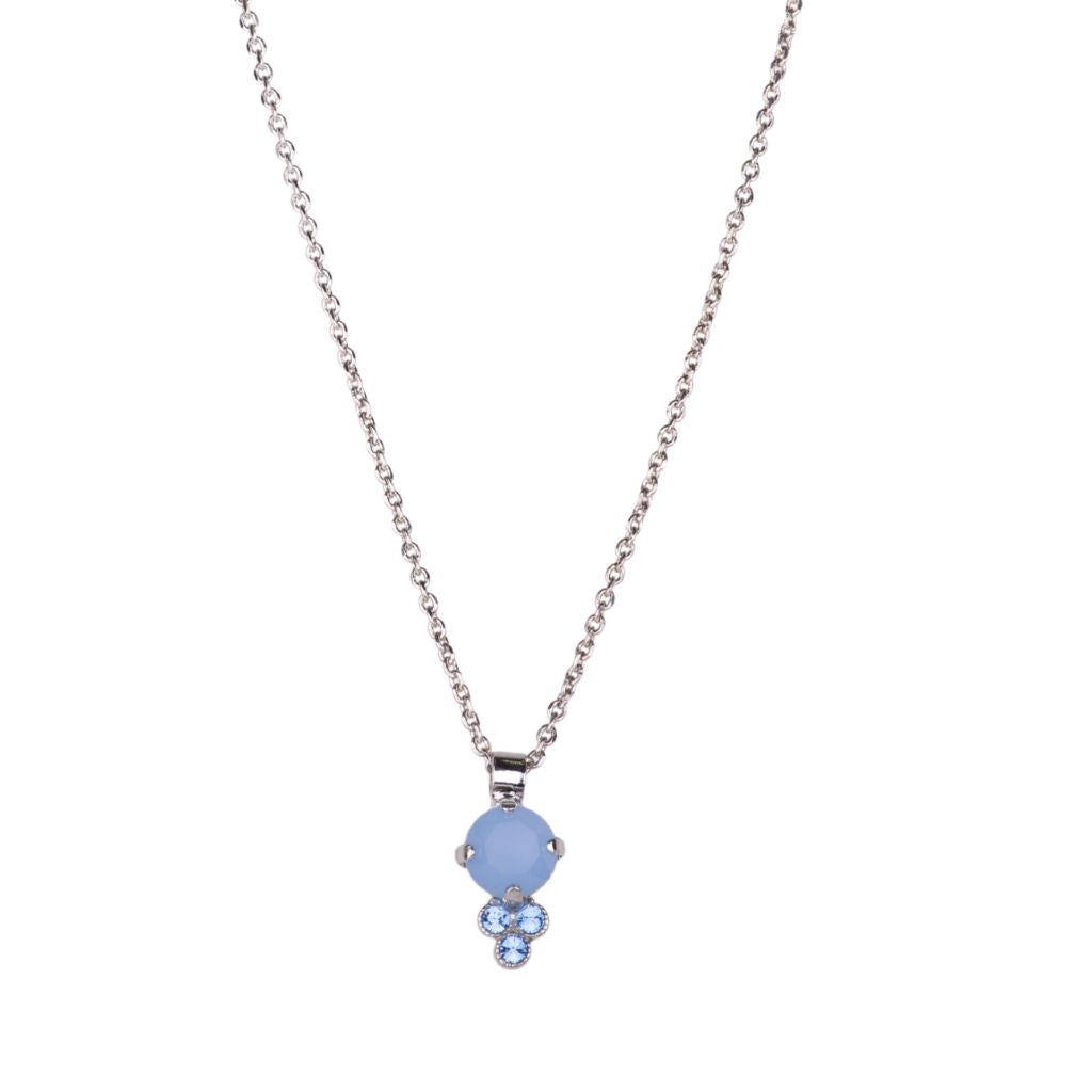 Medium Trio Cluster Pendant in "Carolina Blue" - Rhodium