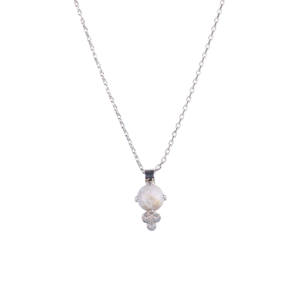 Medium Trio Cluster Pendant in "Sandy Rivestone" - Rhodium