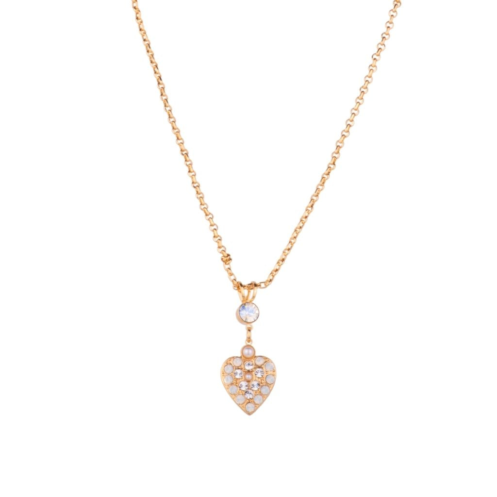 Dangle Heart Pendant in "Ivory" - Yellow Gold