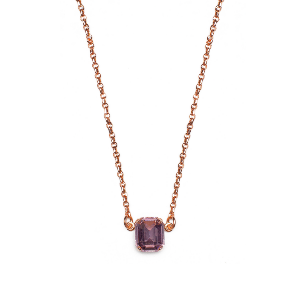 Emerald Cut Pendant in "Light Rose" - Rose Gold