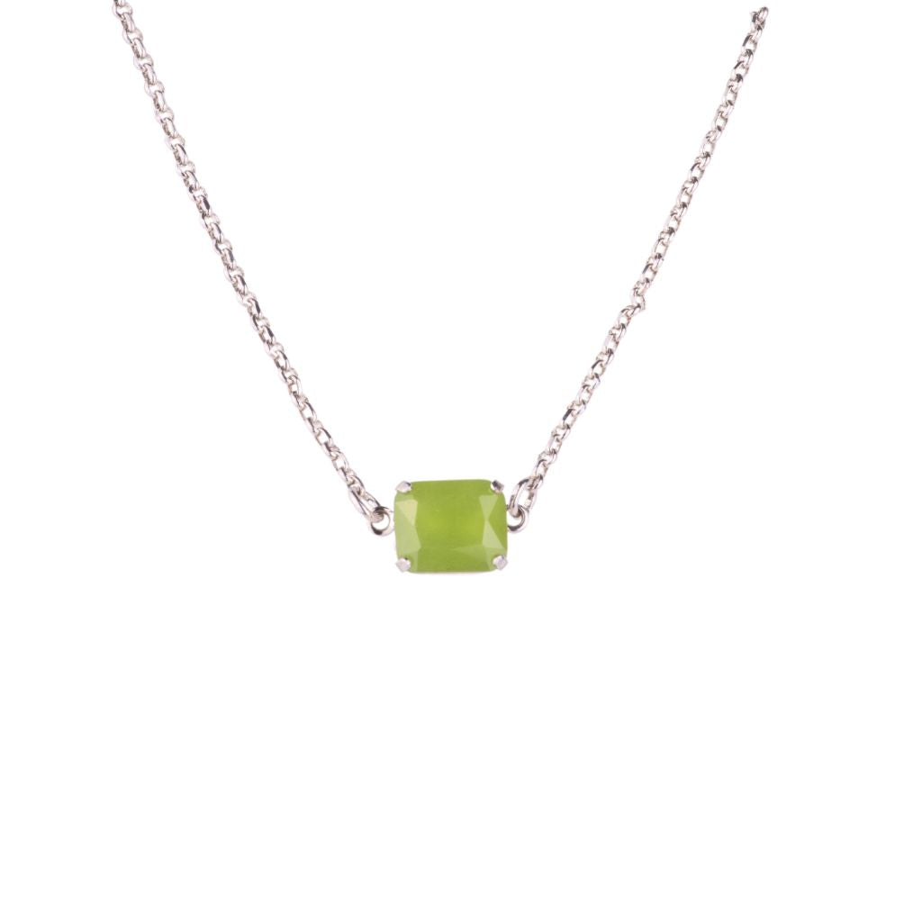 Emerald Cut Choker Pendant in "Honeydew" - Rhodium