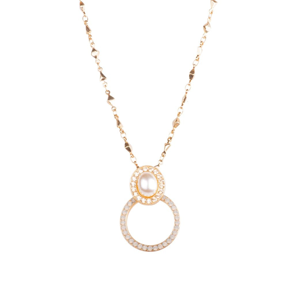 Open Circle Pendant with Cluster Element in "Champagne and Caviar" - Yellow Gold