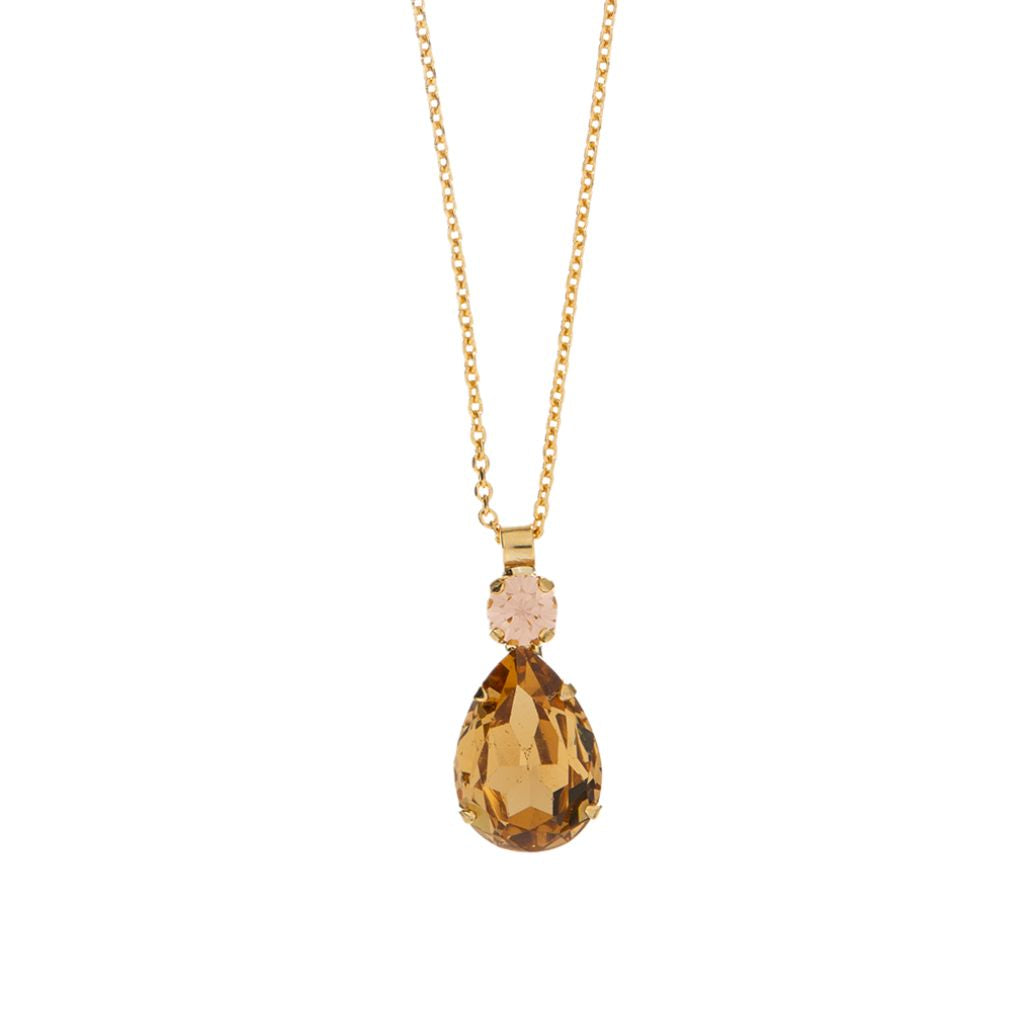 Double Stone Pear Pendant in "Amaretto" *Custom*