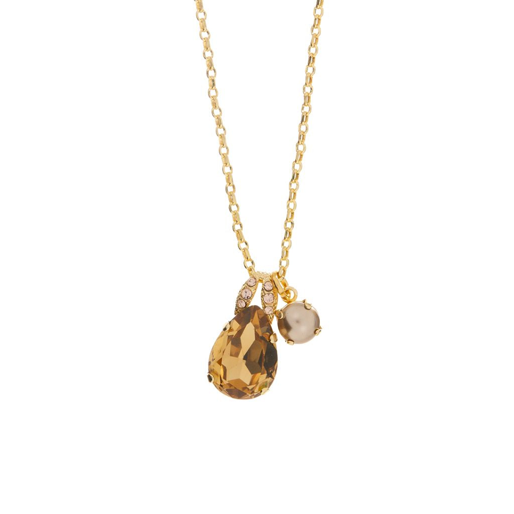 Double Stone Pear Pendant in "Amaretto" *Custom*
