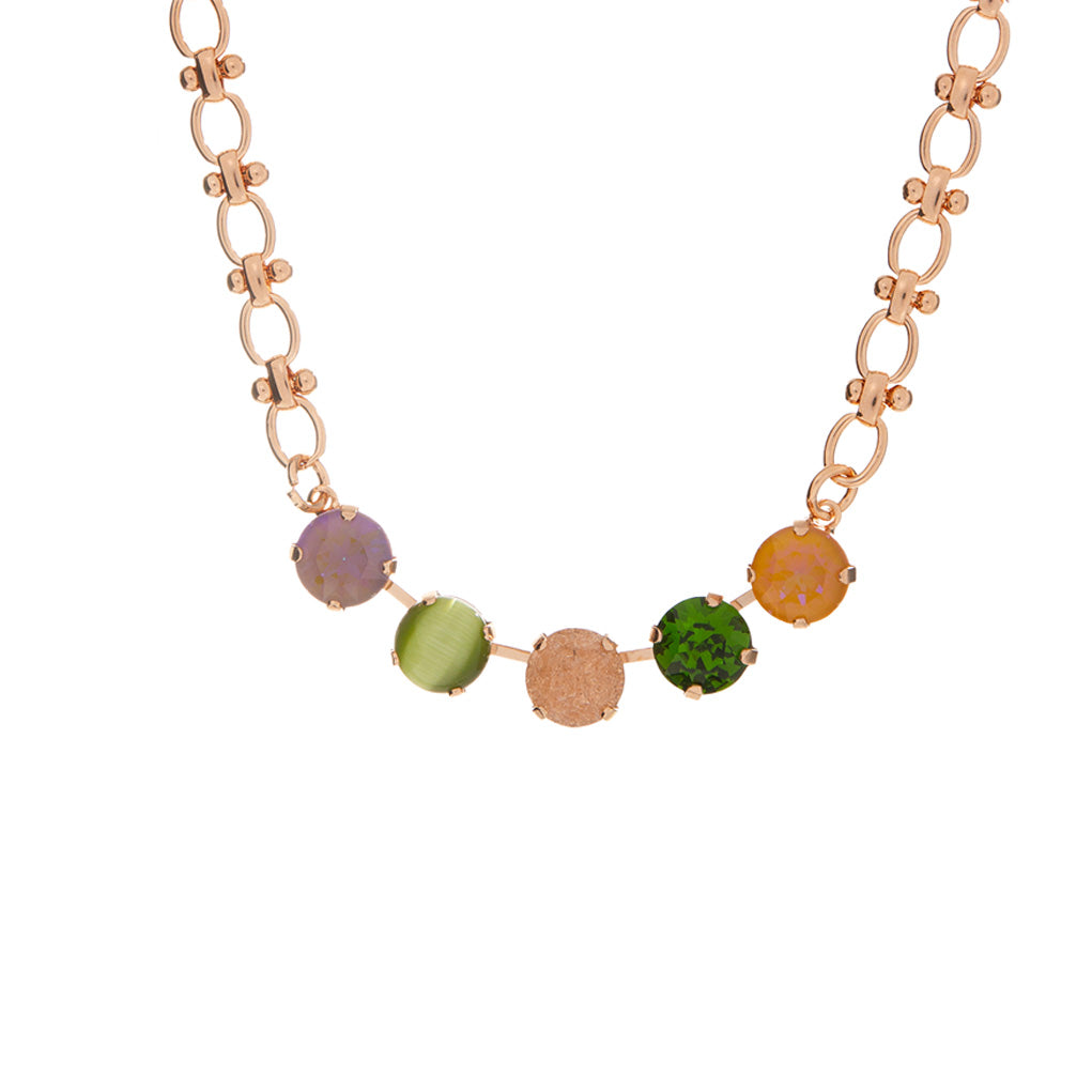 Large 5 Stone Everyday Necklace in "Olive Garnish" *Custom*