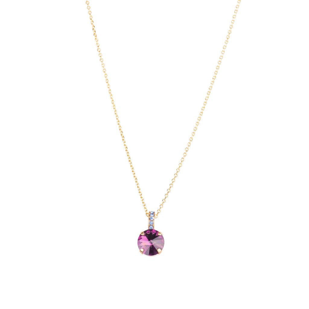 Large Embellished Single Stone Pendant in "Happy Hour" - Yellow Gold