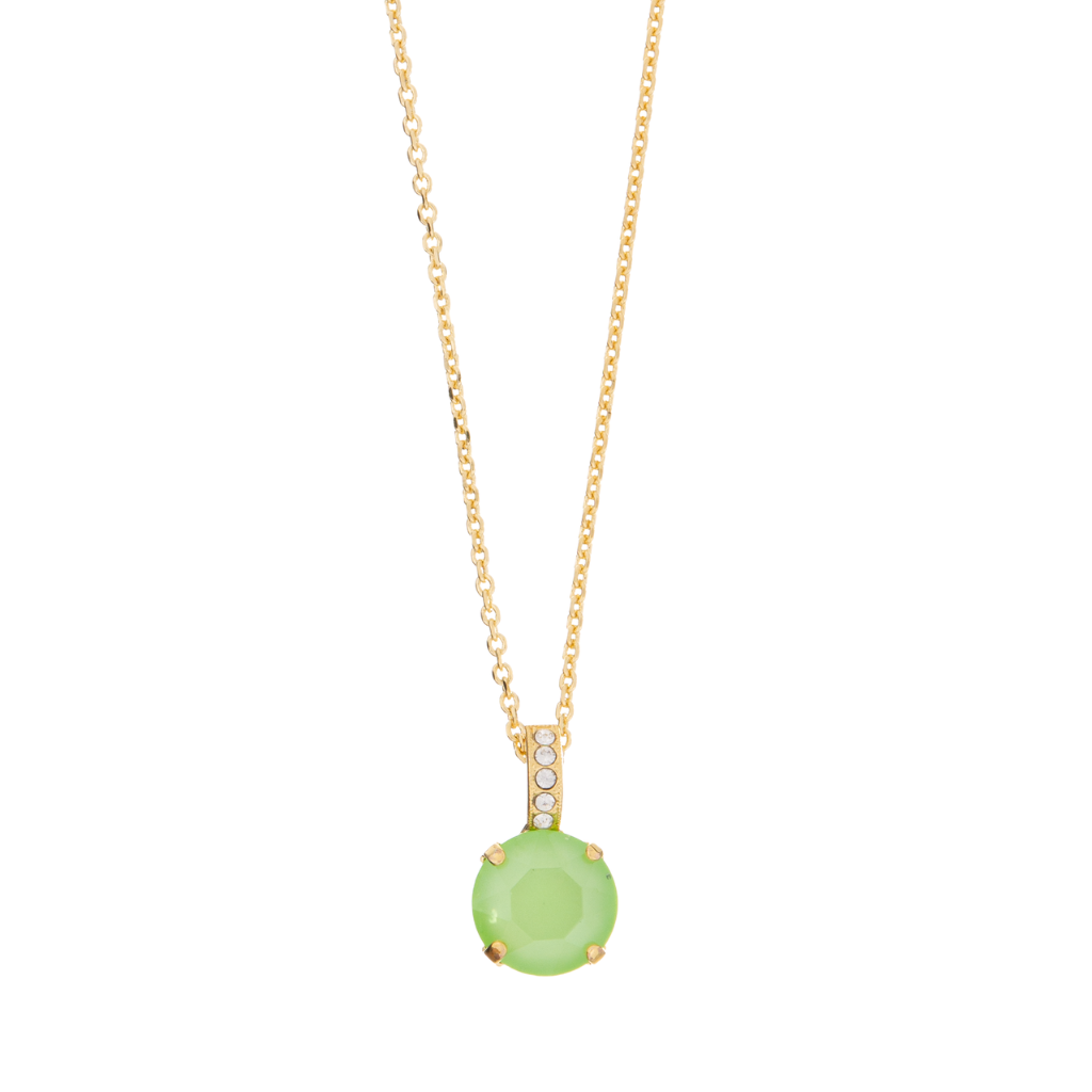 Large Embellished Single Stone Pendant in "Malibu Mint" - Yellow Gold