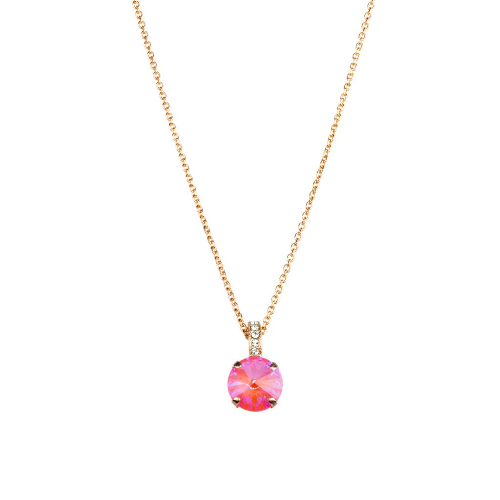 Large Embellished Single Stone Pendant in "Coral Cove" - Yellow Gold