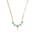 Five Stone Halo Pendant with Dangle in "Aquamarine and Pearl" - Yellow Gold