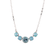 Five Stone Halo Pendant in "Crystal Blue" - Rhodium