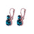 Medium Double Stone Leverback Earrings "Blue Zircon" - Rose Gold
