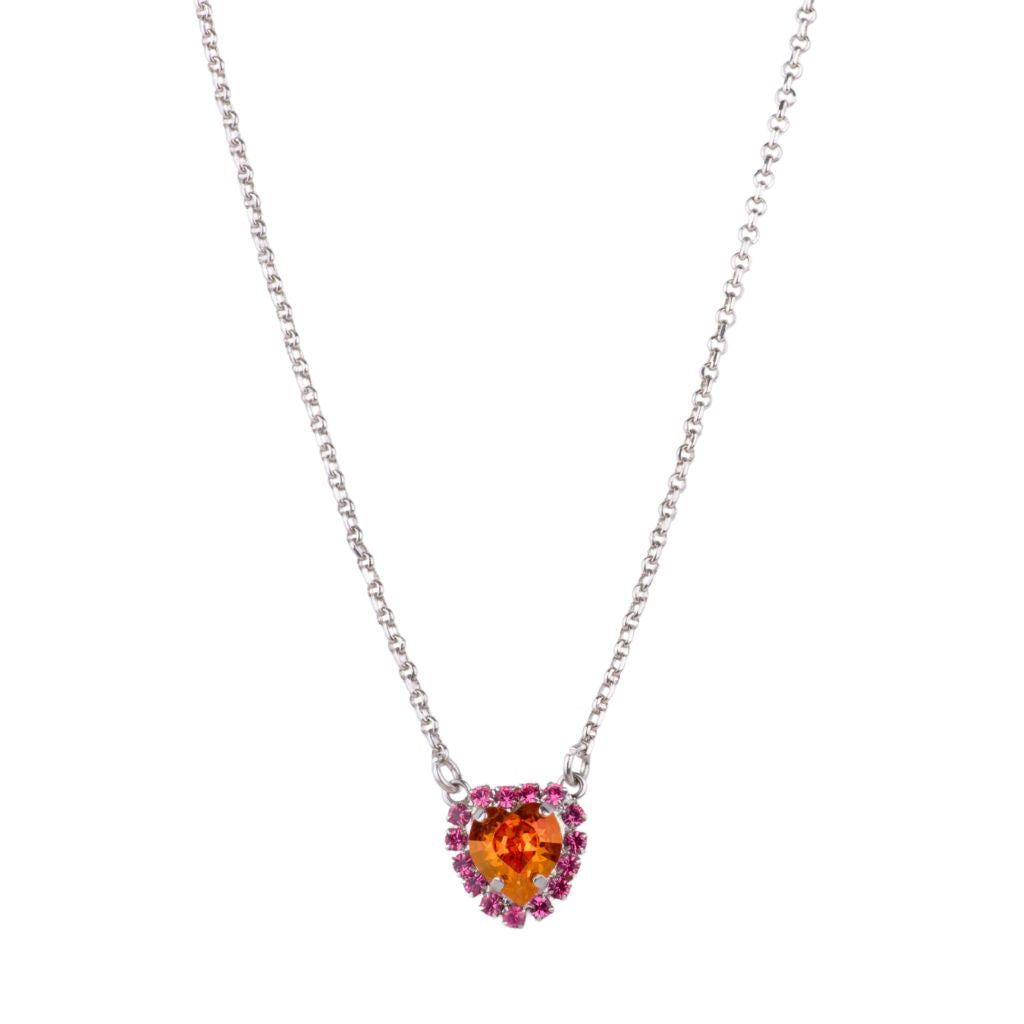 Halo Heart Pendant in "Bougainvillea" - Rhodium