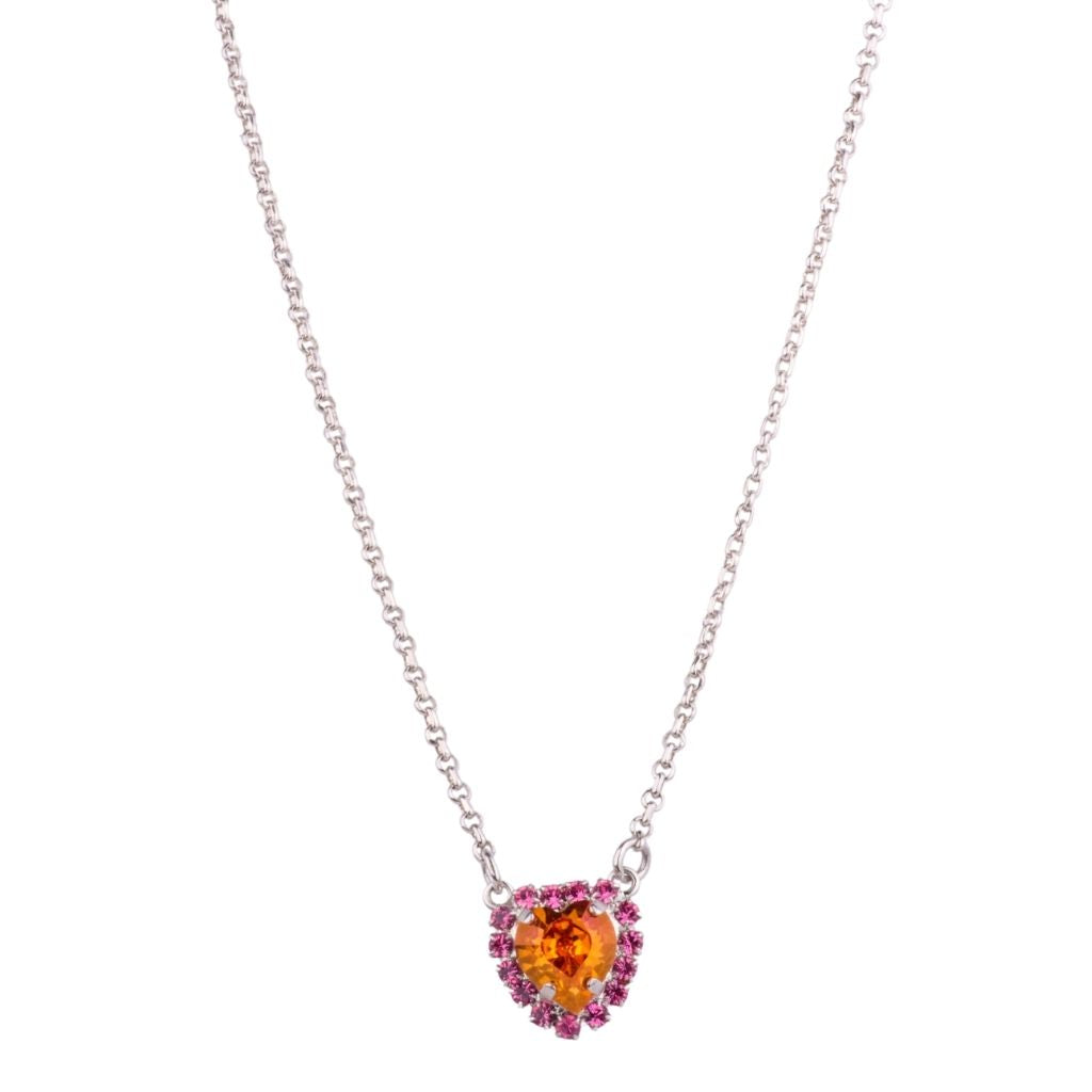 Halo Heart Pendant in "Bougainvillea" - Rhodium