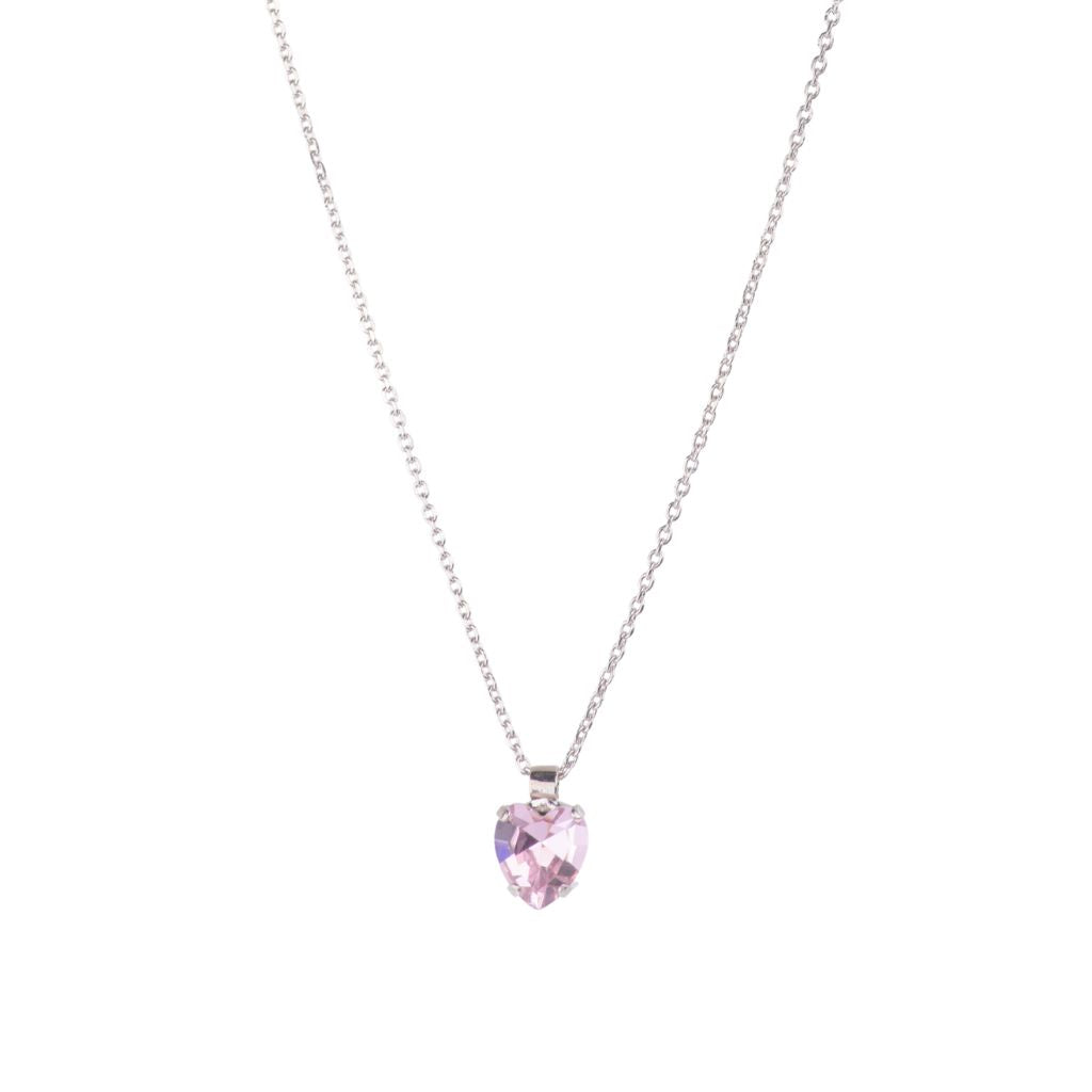 Heart Pendant in "Light Rose" - Rhodium