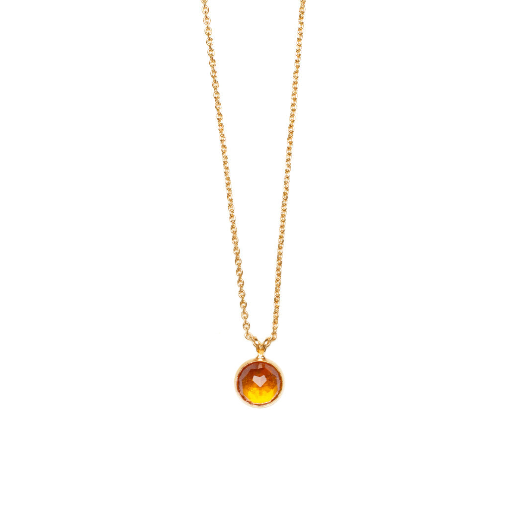 Large Circle Stone Pendant in "Topaz" - Yellow Gold
