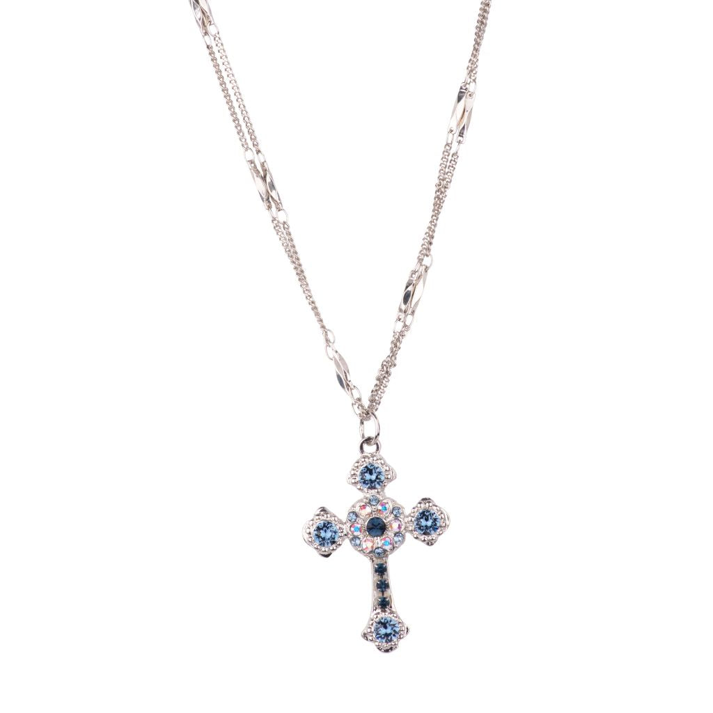 Flat Cross Pendant with Paperclip Chain (Choose Your Color Combo!)