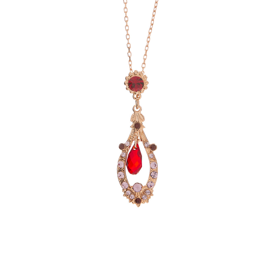 Open Oval Pendant with Dangle Briolette in "Cranberry Crush" *Custom*