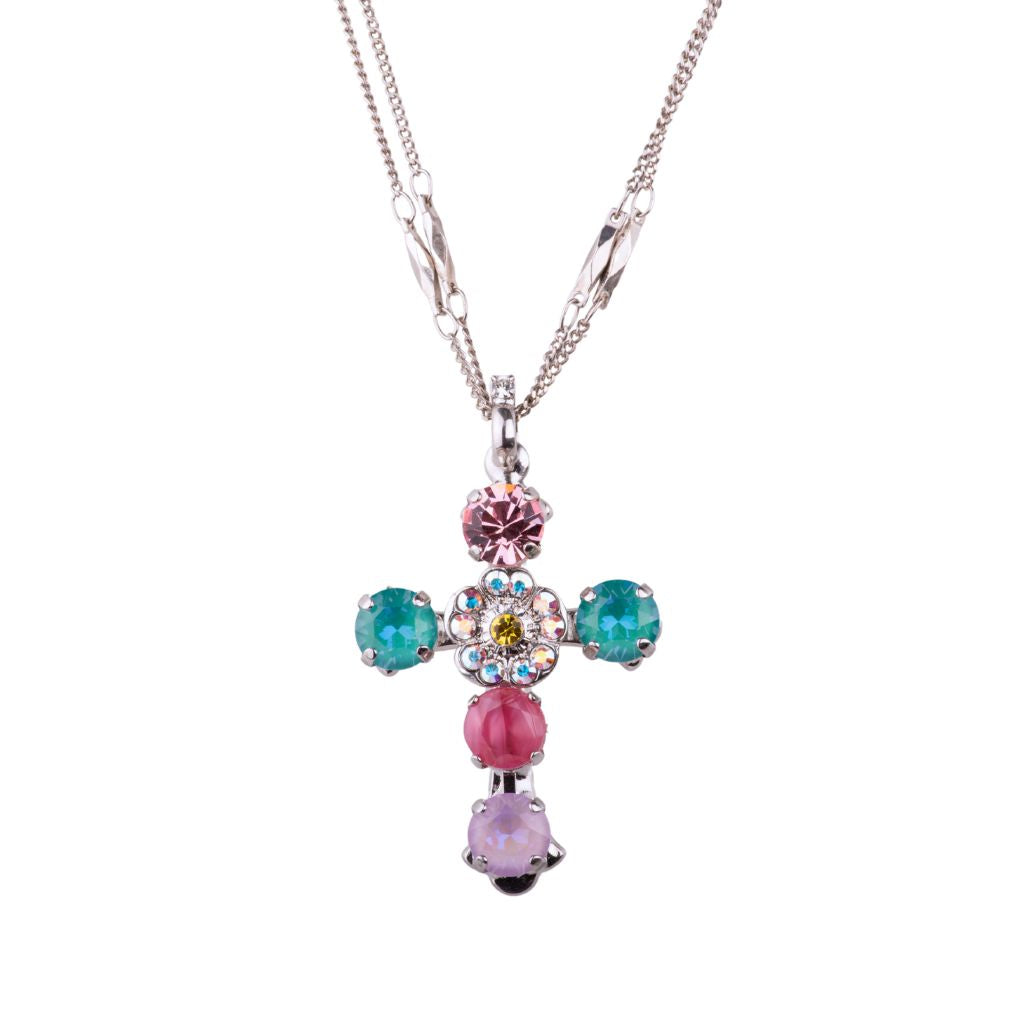 Medium Cross Pendant in "Saltwater Taffy"  - Rhodium