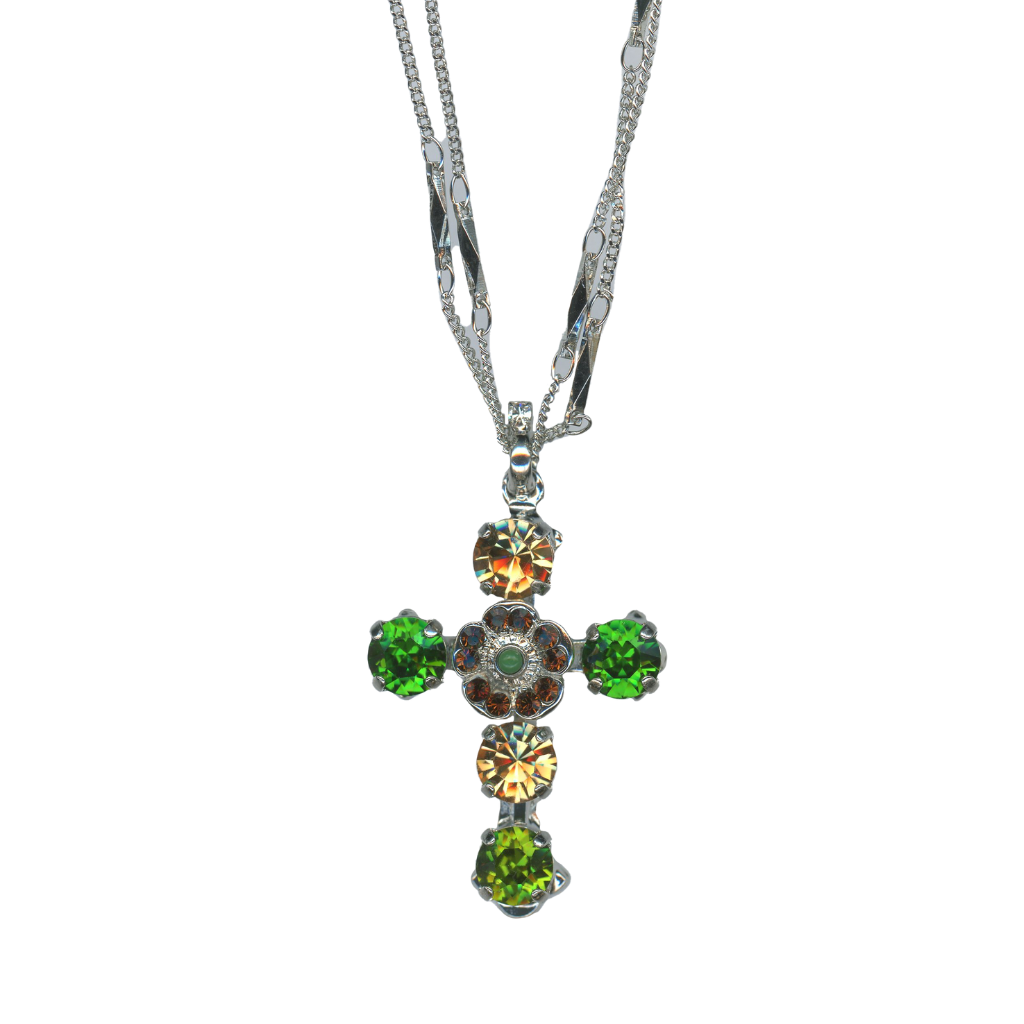 Flower Cross Pendant in "Evergreen" *Custom*